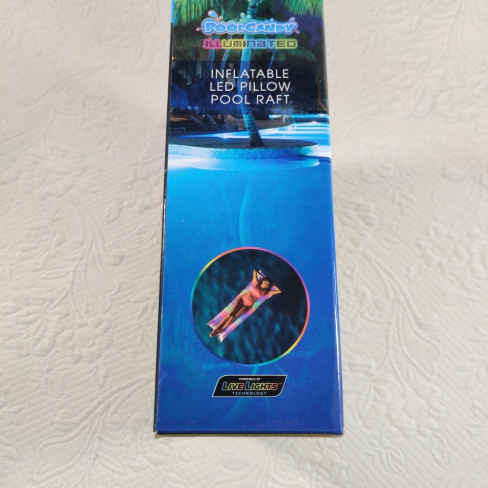 Pool Candy Illuminated LED Pillow Pool Raft, New In Box, 73 In Ages 6+ - Picture 7 of 9